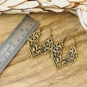 Pendientes de Aro Boho con Filigrana, Joyería Tribal de Latón para Mujer, Acabado de Latón Antiguo, Diseño Floral, Venta al por Mayor/OEM/ODM - Product Image 6