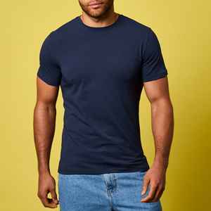 Camiseta Básica de Algodón para Hombre, 240g, Verano, Lisa, Cuello Redondo, Manga Corta, Informal - Product Image 1