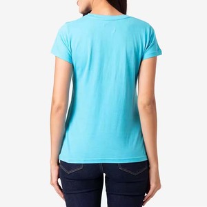 เสื้อยืดคอกลมสีดำสำหรับผู้หญิง ผ้าฝ้าย ทรงปกติ แขนสั้น สไตล์ลำลอง ผ้าเจอร์ซีย์ถัก ระบายอากาศ แห้งเร็ว สีพื้น น้ำหนัก 180 กรัม เหมาะสำหรับฤดูร้อน - Product Image 4