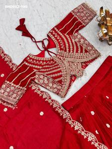 Tenue de mariage, dernière collection de designer, Lehenga-Choli et Dupatta en Vichitra lourd avec broderie de sequins, exportateur de mode féminine - Product Image 5