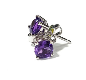 Natural Purple Amethyst Stud <b>Earrings</b> 925 Sterling Silver Faceted Gemstone Push <b>Back</b> <b>Earring</b> Women Elegant Jewelry Party Trendy - Product Image 1