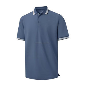 Chemises pour hommes en polyester/coton, manches courtes, boutonnées, unies, respirantes, classiques, col et poignets côtelés - Product Image 1