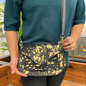 Bolso de Piel Metálica para Mujer, Sling Bag de Piel de Vaca, Estilo Vintage, Hecho a Mano, Estilo Occidental, Estilo Gitano, Novedad - Product Image 4