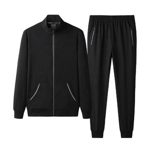 High Quality Men's Plain Track Suit With 2 Belly Pockets Fitness Slim Fit High Neck Jacket & Pants Full Zipper Front Sweat Suit - Product Image 4