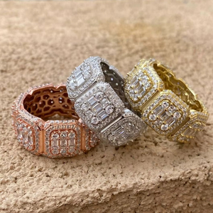 <b>925</b> Sterling <b>Silver</b> Baguette Cut Moissanite Classic Geometric Prong Set Rhodium Plated Unisex Wedding & Everyday Wear Gift <b>Ring</b> - Product Image 1