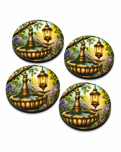 <b>Round</b> MDF Enamel Coaster <b>Set</b> With Premium Quality Finish <b>For</b> Tea Coffee Cups Glasses And <b>Dining</b> <b>Table</b> Protection - Product Image 3