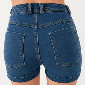 Women <b>Denim</b> Short Premium Cotton <b>Stretch</b> High Waist Mid Rise Relaxed Fit Casual Summer Fashion Custom OEM ODM Manufacturer Short - Product Image 4