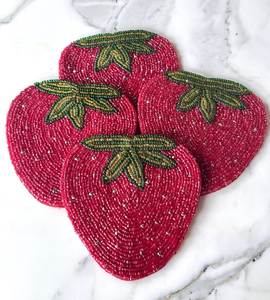 Artistic Handmade Seed Beadwork <b>Coaster</b> Collection Luxury Decorative <b>Table</b> Beverage Mats For Coffee Dining <b>Table</b> Parties & Event - Product Image 4