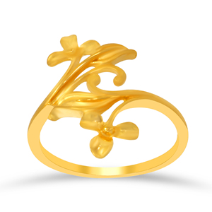 Bague Duo Florale en Or, Bague Nœud Ambre Radiant, Artisanat de Filigrane Exquis dans une Teinte Or Chaleureuse pour Occasions de Luxe - Product Image 1
