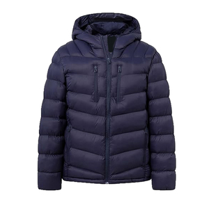 Veste matelassée à capuche noire pour homme, rembourrée de duvet, coupe-vent, fermeture éclair, vêtements d'hiver décontractés, coupe régulière - Product Image 6