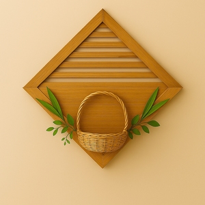 Handmade Bamboo & Wooden Art Deco Woven Wall <b>Shelf</b> Storage Organizer for Kitchen Home Decor - Product Image 5