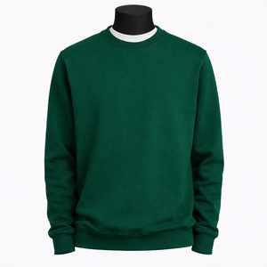 Sudadera de Cuello Redondo Verde para Hombre, Corte Regular, Tejido de Punto, Color Sólido, Estilo Casual, Manga Larga - Product Image 1