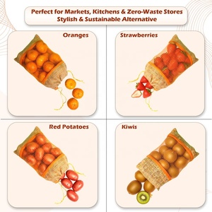 ถุงตาข่ายปอกระเจาแบบมีเชือกผูก ขนาด 25*20 ซม. ใช้ซ้ำได้ รับน้ำหนักได้ 1 กก. ถุงเก็บของอเนกประสงค์ ดีไซน์สวยงาม เป็นธรรมชาติ สำหรับใส่ผัก ผลไม้ และของสด - Product Image 5