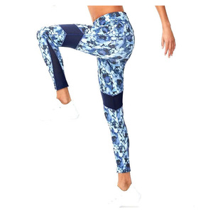Leggings deportivos de cintura alta con estampado floral abstracto y paneles de malla transpirable para yoga, entrenamiento en el gimnasio y correr - Product Image 4