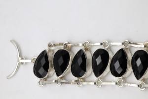 Black Spinel German Silver <b>Adjustable</b> <b>Bracelet</b> Natural Black Spinel Gemstone Cuff Handmade Fashion Jewelry - Product Image 4