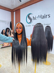 Black Women <b>Straight</b> Vietnamese Raw Hair 13*4 Full Frontal Wig Preplucked Transparent Lace Front Human Hair Wig for Black No cut - Product Image 2