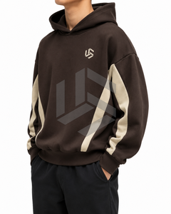 Sudadera con Capucha para Hombre, Color Marrón Sólido, Corte Holgado, Manga Regular, Estilo Casual, Impresión por Transferencia de Calor, Felpa Francesa, Otoño, con Bolsillo - Product Image 6