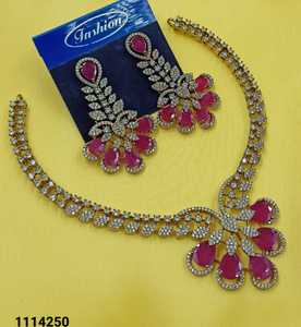 Ensemble de bijoux en diamants américains rose Rani de qualité supérieure, plaqué or, collier floral et boucles d'oreilles en forme de larme pour mariage et fiançailles - Product Image 4