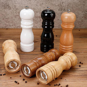 LOVFE Salt & <b>Pepper</b> Mill Set Eco-Friendly Wooden <b>Grinder</b> with Steel Ring Adjustable Ceramic Core and Manual Rotary Knob FP232 - Product Image 5