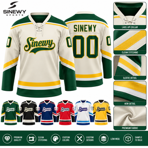 SINEWY SPORTS Maillot de Hockey sur Glace Unisexe Personnalisé Col en V Manches Courtes Impression par Sublimation Anti-Transpiration Respirant 100% - Product Image 6
