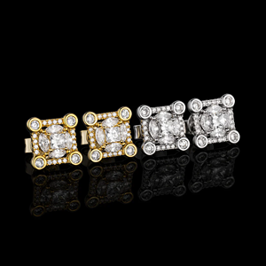 Pendientes de Diamantes de Lujo Chapados en Plata 925, Corte Marquesa, Diseño Geométrico, Engaste de Garras, Joyería de Compromiso Unisex, Certificado GIA - Product Image 1