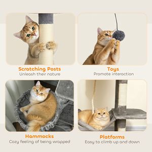 Grande Torre per Gatti a Più Livelli con Giocattoli in Corda di Sisal e Legno, Graziosa Casa Tiragraffi per Animali Domestici da Interno, Sicura per Gatti, per Soggiorno - Product Image 4