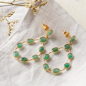 Pendientes de Araña Esmeralda Hechos a Mano en Plata de Ley 925 con Baño de Oro de 18K, Joyería Vintage, Regalo de Piedra de Nacimiento de Mayo, Elegantes para Mujer - Product Image 2