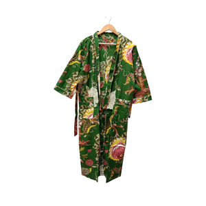 Bata Kimono de Algodón Botánico Ecológico |   Bata de Spa para Mujer con Cuello en V, Manga Larga y Bolsillos |   Obra Maestra Sostenible con Cordón Ajustable - Product Image 1