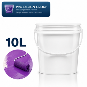 10L Plastic Paint <b>Bucket</b> <b>with</b> Handle and Flat <b>Lid</b> for Paint Storage, ISO 9001 Manufacturer - Product Image 1