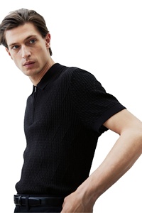 Camisetas de golf de manga corta entalladas de algodón y viscosa de alta calidad de diseñador para hombre - Product Image 2