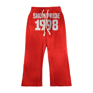 ชุดเซ็ตเสื้อฮู้ดและกางเกงขายาวประดับคริสตัลแบบกำหนดเอง ผ้าฝ้ายลำลองสำหรับฤดูหนาว ใส่ได้ทั้งชายและหญิง สีแดงดำ แขนยาว สไตล์สตรีทแวร์ - Product Image 5