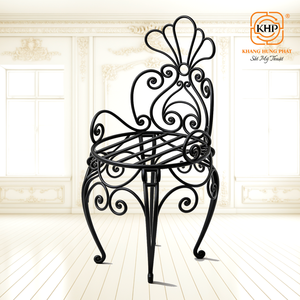 Chaise en fer forgé fabriquée au Vietnam, 100% forgée à la main, écologique, revêtement poudré, motif floral, mobilier de jardin extérieur - Product Image 2