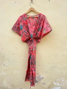 Vestido Kaftán Informal de Verano con Estampado Floral Tropical, sin Mangas, de Algodón, para Mujer, Playa, Asia, Islas del Pacífico, Vertexindiacorp - Product Image 5