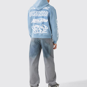 Sudadera con Capucha para Hombre 100% Algodón, Estilo Vintage, Lavado Ácido Negro, Talla Grande, Estilo Hip Hop, Informal - Product Image 2
