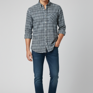 Camisas de Vestir a Cuadros Teñidas con Hilo 100% Algodón para Hombre, Tela Twill Antiarrugas y Transpirable, Estilo Casual, Colección Primavera ODM - Product Image 1