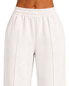 Manufacturer Customized Women White Wide Leg Sweatpants High Waist Loose Fit Lounge Jogger Pants Casual Streetwear Daily Wear - Product Image 5