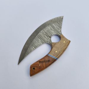 Cuchillo de chef Ullu hecho a mano de acero de Damasco, cuchillo de cocina Ullu con mango de madera y funda de cuero. - Product Image 4