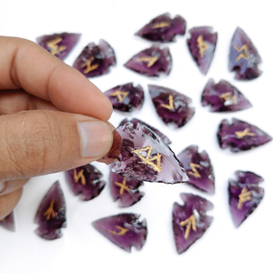 High quality purple obsidian arrowhead rune <b>set</b> <b>Crystal</b> Rune Wicca Energy natural stone for Divination and Intuition Meditation - Product Image 3