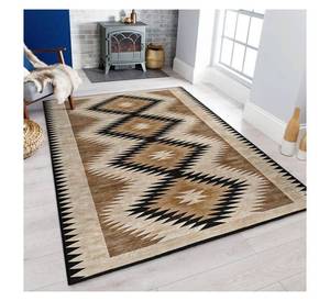 Alfombra Geométrica con Diseño de Diamantes en Tonos Tierra, Antideslizante, Lavable a Máquina, de Pelo Corto, Certificada, Decoración Moderna Rústica para Sala de Estar - Product Image 3