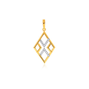 Collier élégant plaqué or avec pendentif géométrique en forme de diamant et croix ornée de diamants de laboratoire étincelants pour femme - Product Image 1