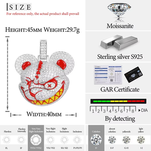 จี้เพชรโมอิสซาไนต์รูปหน้าหนูการ์ตูน จี้หมีมอนสเตอร์ทำมือ จี้หมีเรืองแสง เครื่องประดับสไตล์สตรีท - Product Image 5