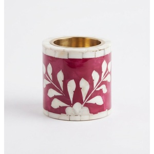 Red & White Striped Bone Inlay Flower <b>Vase</b> Contemporary Resin <b>Decorative</b> Tabletop <b>Vase</b> For Living Room Wedding Hotel Decor <b>Vase</b> - Product Image 2