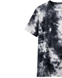 Camiseta personalizada con efecto tie-dye en blanco y negro para hombre, de algodón, estilo casual, streetwear, cuello redondo, manga corta, para verano. - Product Image 3
