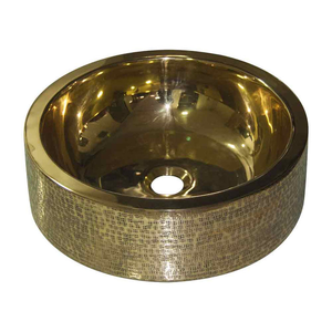 Lavabo de latón para baño con diseño de doble pared exterior, hecho a mano, lavabo decorativo de lujo para el hogar moderno - Product Image 1