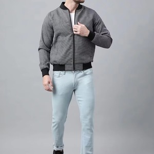 Men's High Quality Custom Logo Cotton Bomber <b>Jacket</b> Oversized <b>Canvas</b> <b>Jacket</b> with Stand Collar and Brand Printing Wholesale - Product Image 3