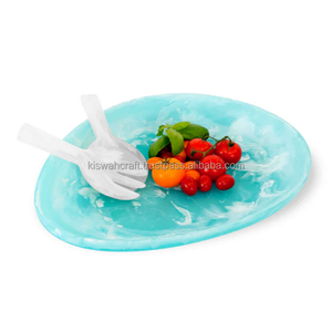 Diseño cielo azul Aqua remolino patrón resina servir tazón logotipo personalizado decorativo frutero uso para el hogar hoteles y restaurante - Product Image 1