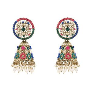 Gold Plated Alloy Kundan Zircon Jewelry Set Necklace Earrings Ring Imitation Pearl Micro <b>Insert</b> Certified Women Wedding Fashion - Product Image 3
