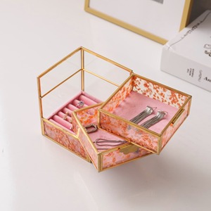 Organisateur de bijoux élégant en verre, boîte de rangement décorative, boîte à bijoux en verre avec couvercle à charnière, organisateur haut de gamme - Product Image 2