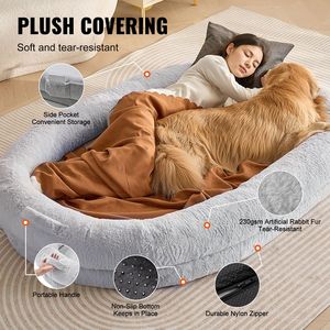 Letto Ortopedico per Cani a Forma di Uovo, Misura Umana 72x48x10 Pollici, XL Ovale con Rivestimento Lavabile in Finta Pelliccia di Coniglio, per Adulti - Product Image 3