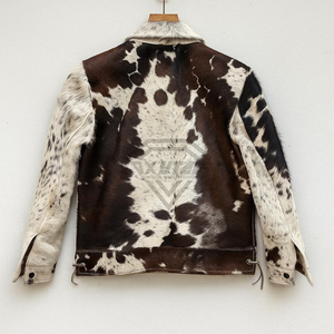 Luxurious Custom Cowhide Leather Jacket Men Winter Warm Faux Fur <b>Coat</b> Cow Print Streetwear Outerwear High Quality Factory Price - Product Image 2
